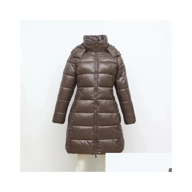 women`s down parkas santelon women winter thick warm long parka with adjustable hood female windproof puffer jacket coat fashion solid