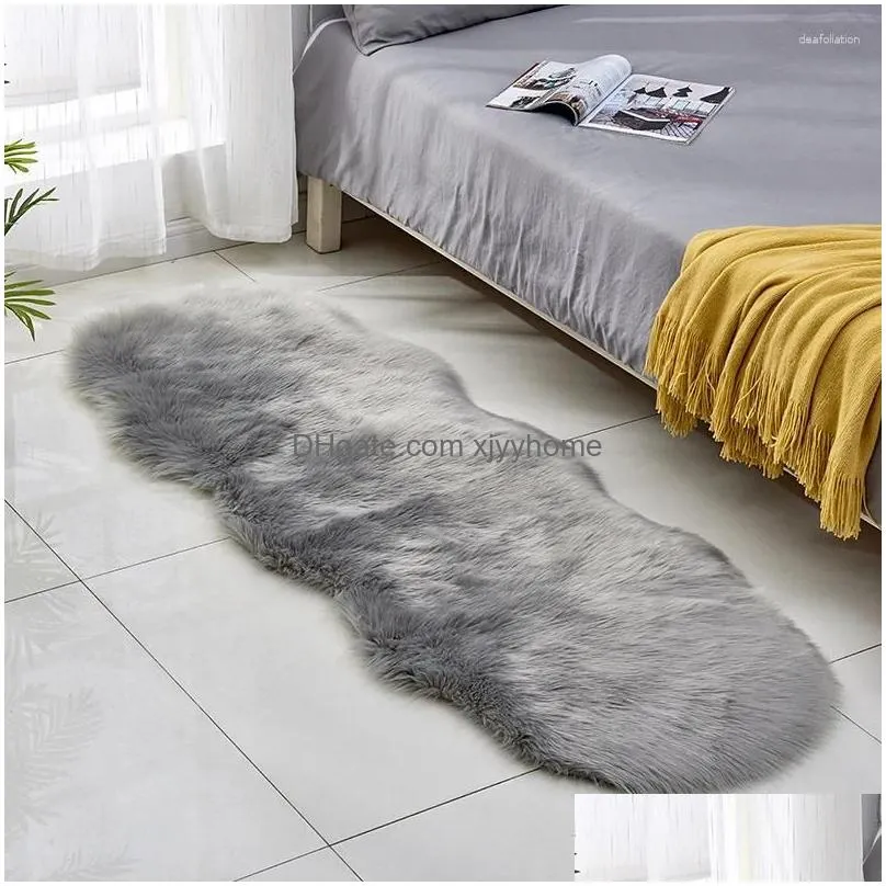 Carpets Irregular Floor Mat Plush Carpet In The Bedroom Long Soft White Fur Area Rugs For Living Room