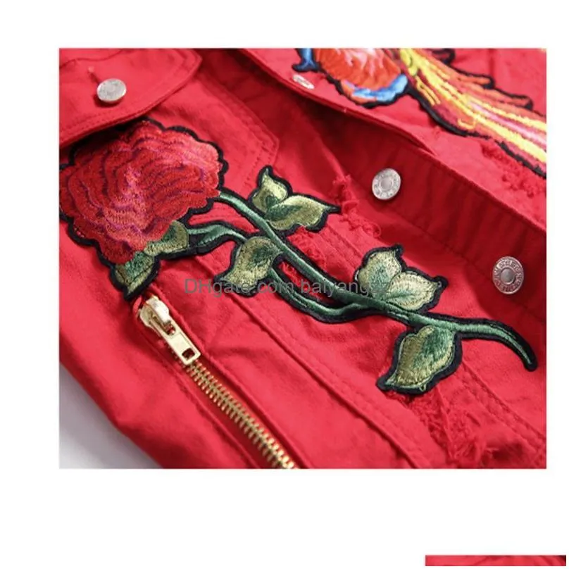 brand mens red vest fashion autumn embroidery phoenix flower vest womens motorcycle casual sportswear s-3xl