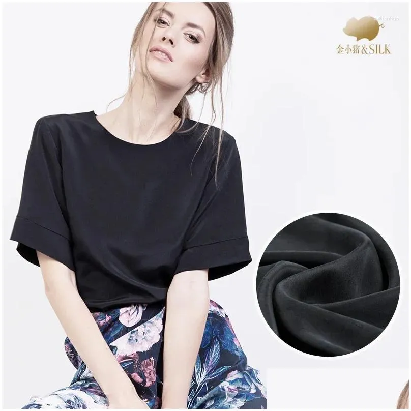 clothing fabric 110cm heavy black silk 42mm sand wash satin solid color dress material wholesale cloth