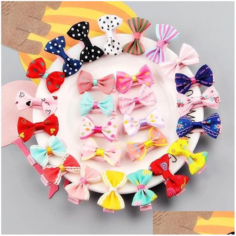 100pcs/lot Dog Hair Bow Clips Puppy Hairpin Pet Cat Holiday Handmade Pet Hair Accessories grooming Supplies