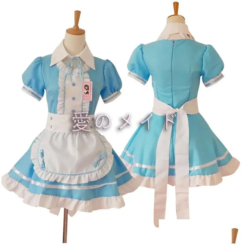 Sexy French Maid Clothes Black Japanese Cos K-ON Uniforms Girls Woman Cosplay Costumes Game Roleplay Animation Clothing L0407