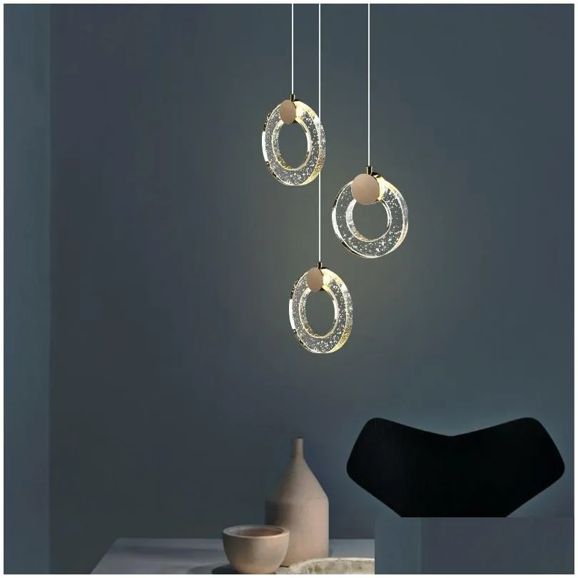 Gold Luxury Crystal Pendant Lamp for Bedroom Bedside LED Lighting Modern Living Dining Room Office Bar Home Hanging Lamp3725647