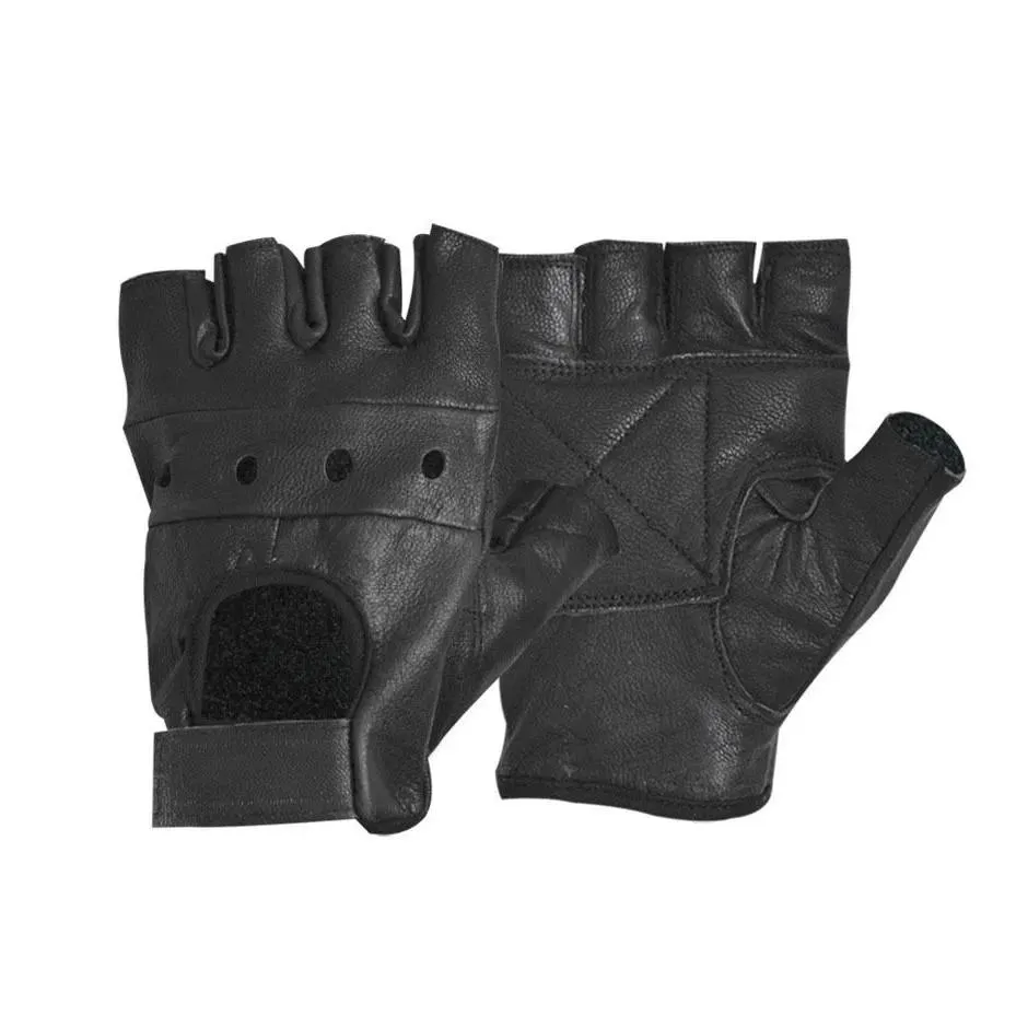 2019 new fashion men039s leather gloves half finger fingerless stage sports driving solid black gloves3862185