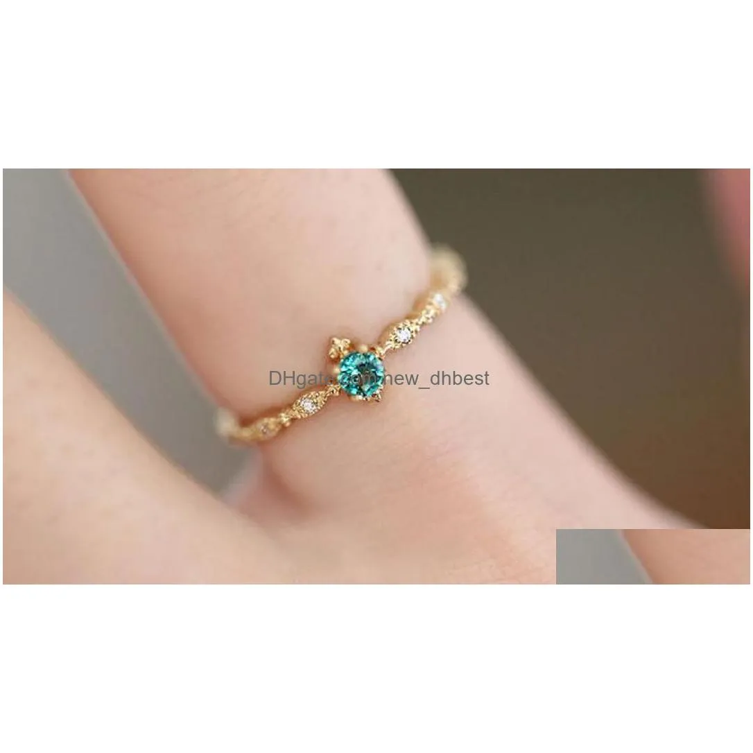 925 Sterling Silver Fashion Tail Ring Women Plating 14k Gold Simple Design Inlaid Emeralds Wedding Jewelry Accessories2544148