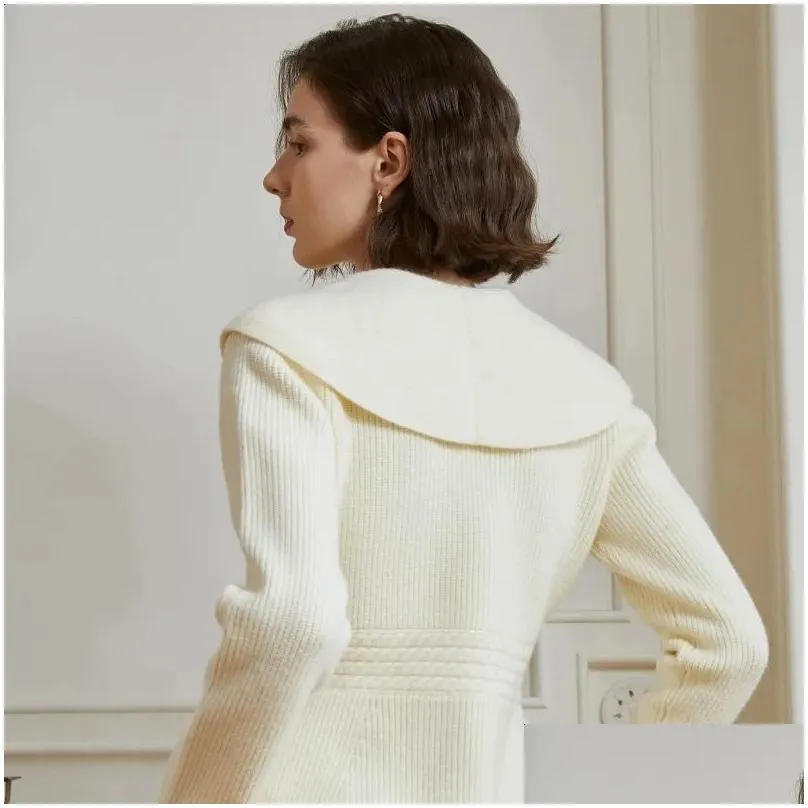 women`s jackets beige knitted sweater cardigan women`s autumn and winter advanced design sense large v neck elegant unique slim fit top