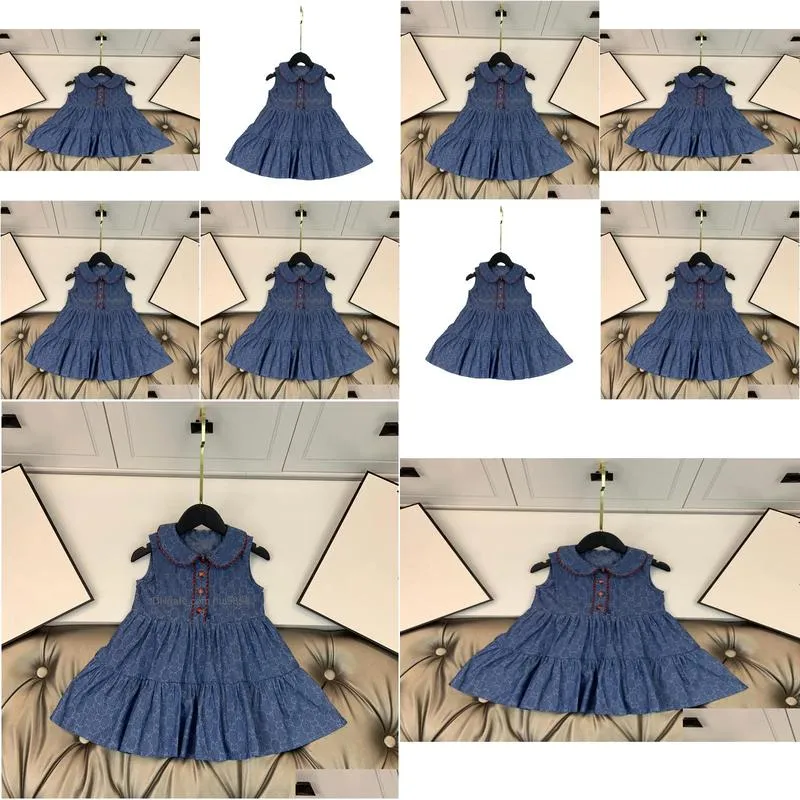 2021ss summer cotton dress grils quality designers clothes kids cotton brand skirt gril party dresses does not shrink and