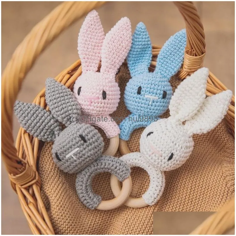 rattles mobiles baby rattle cloghet amigurumi bunny bell born knitting gym toy educational teether mobile 012 months 230525