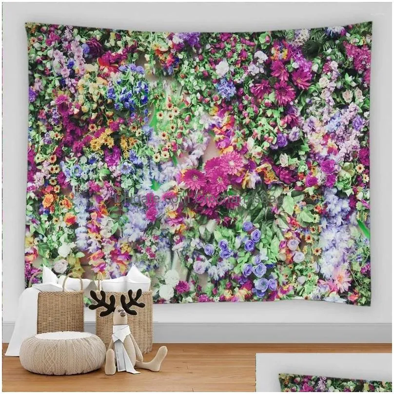 Tapestries Tropical Plant Grass Tapestry Flower Green Wall Hanging Cloth Bohemian Art Home Decor Printing Carpet Yoga Mat