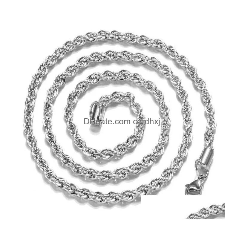 925 Sterling Silver Necklace Chains 2MM 16-30 inch Pretty Cute Fashion Charm Rope Chain Necklace Jewelry Factory Wholesale