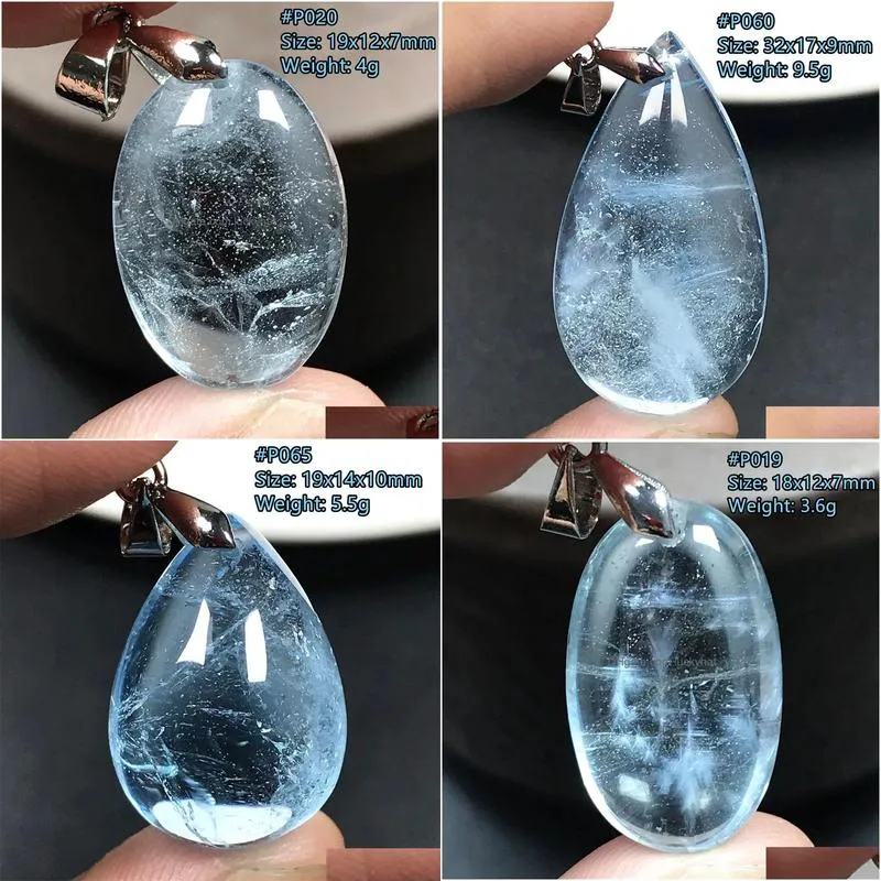 Lucite Top Natural Blue Tapaz Pendent Jewelry for Woman Lady Men Love Luck Gift Clear Beads Beauty Crystal Sier Energy Stone Aaaaa