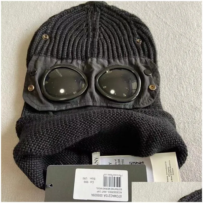 two lens windbreak hood beanies outdoor cotton knitted men mask casual male skull caps hats black grey army green