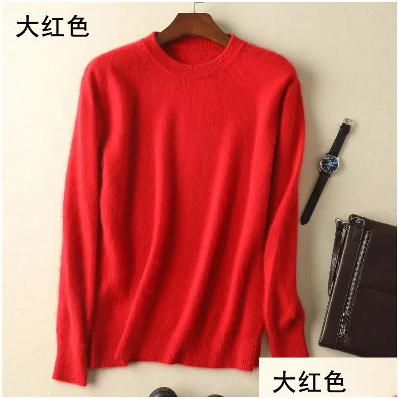 men`s sweaters men`s100 pure mink cashmere soft warm oneck casual pullovers winter long sleeve high quanlity tops 17colors jumpers