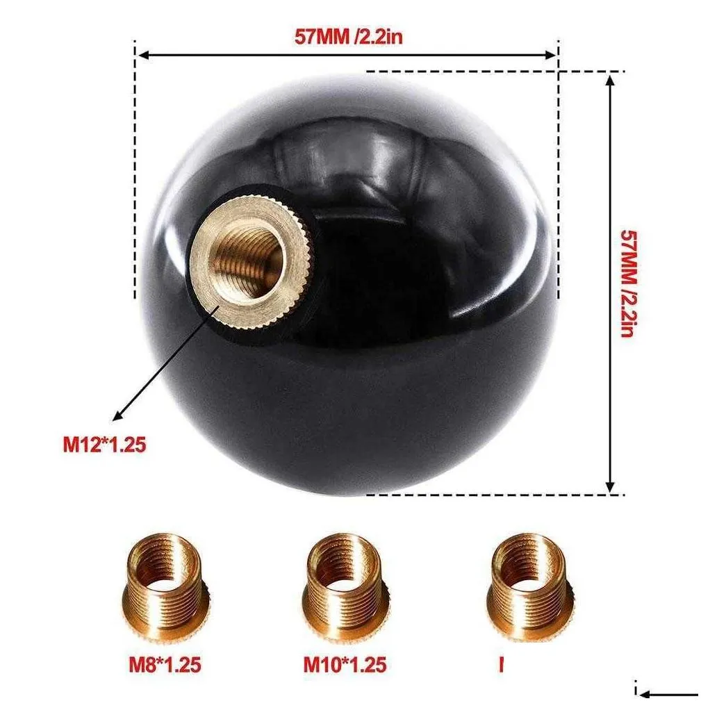 New Black 8 Ball Gear Knob Short Shifter Knob for Universal Car Acrylic With M8 M10 Threaded Black Acrylic