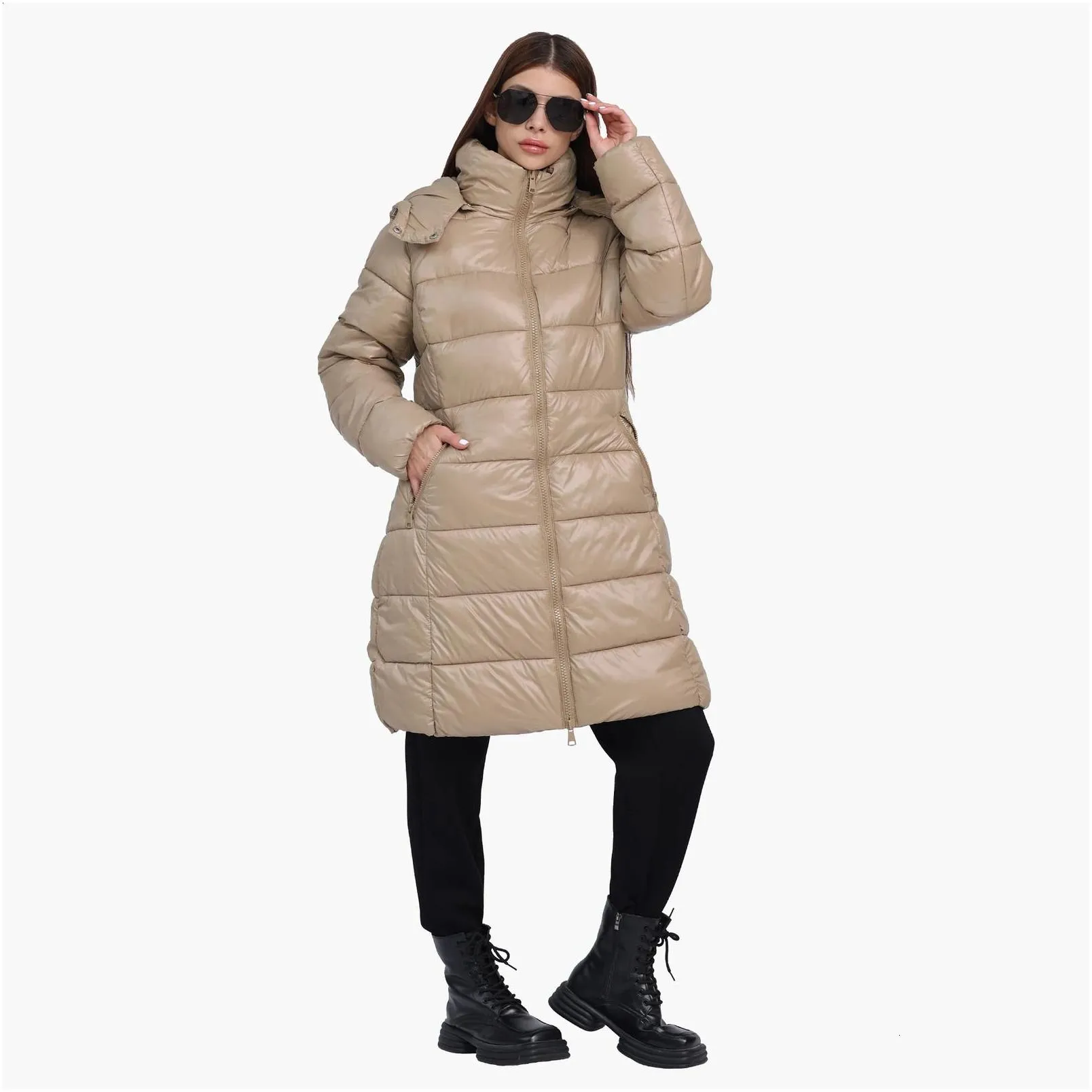 women`s down parkas santelon women winter thick warm long parka with adjustable hood female windproof puffer jacket coat fashion solid