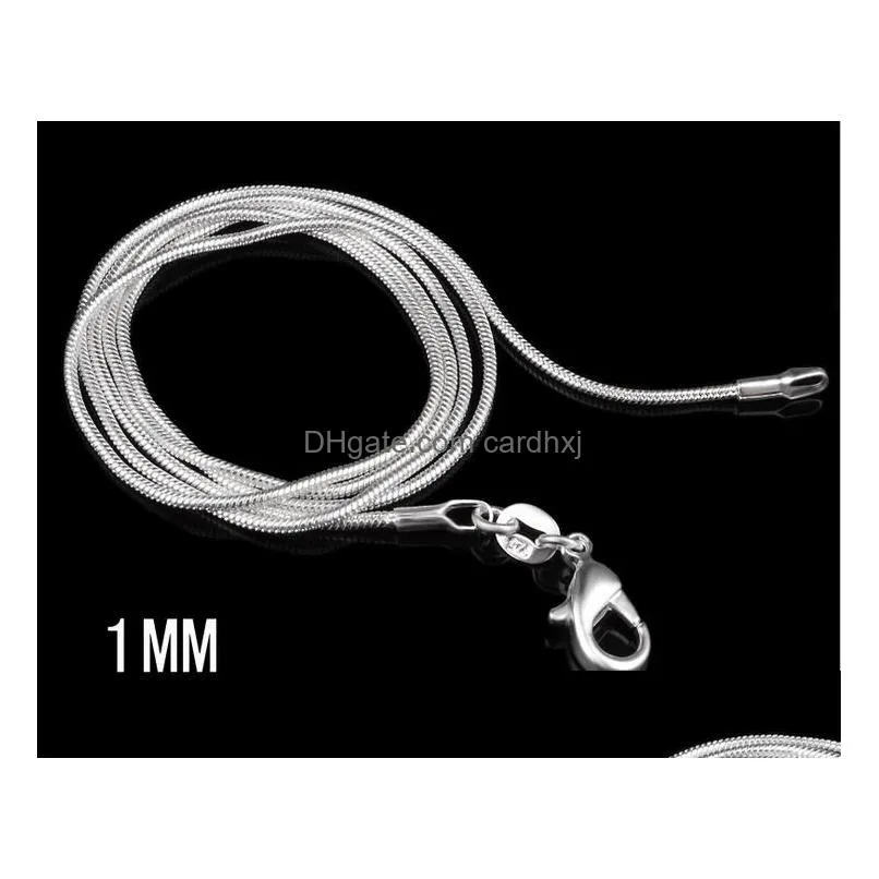 925 Sterling Silver Chains Necklaces 1mm Snake Chain DIY Necklace 16inch/18inch/20inch/22inch/24inch Jewelry accessories for women