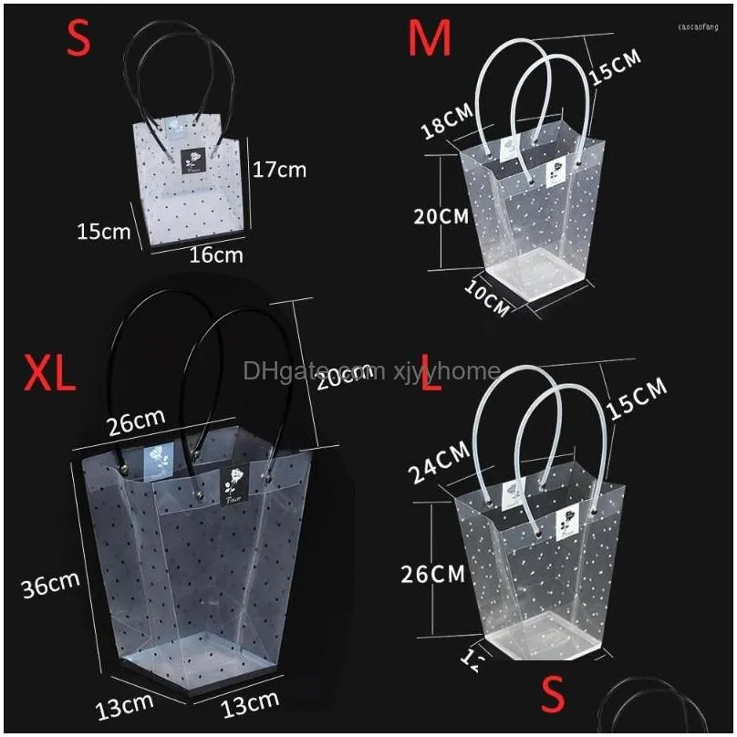 Gift Wrap 10PCS/Set Flower Box Plastic Clear Bag Transparent Christmas Bags With Handles Florist Packaging Wedding Decoration