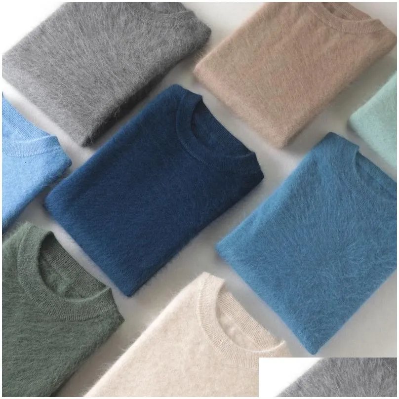 men`s sweaters men`s100 pure mink cashmere soft warm oneck casual pullovers winter long sleeve high quanlity tops 17colors jumpers