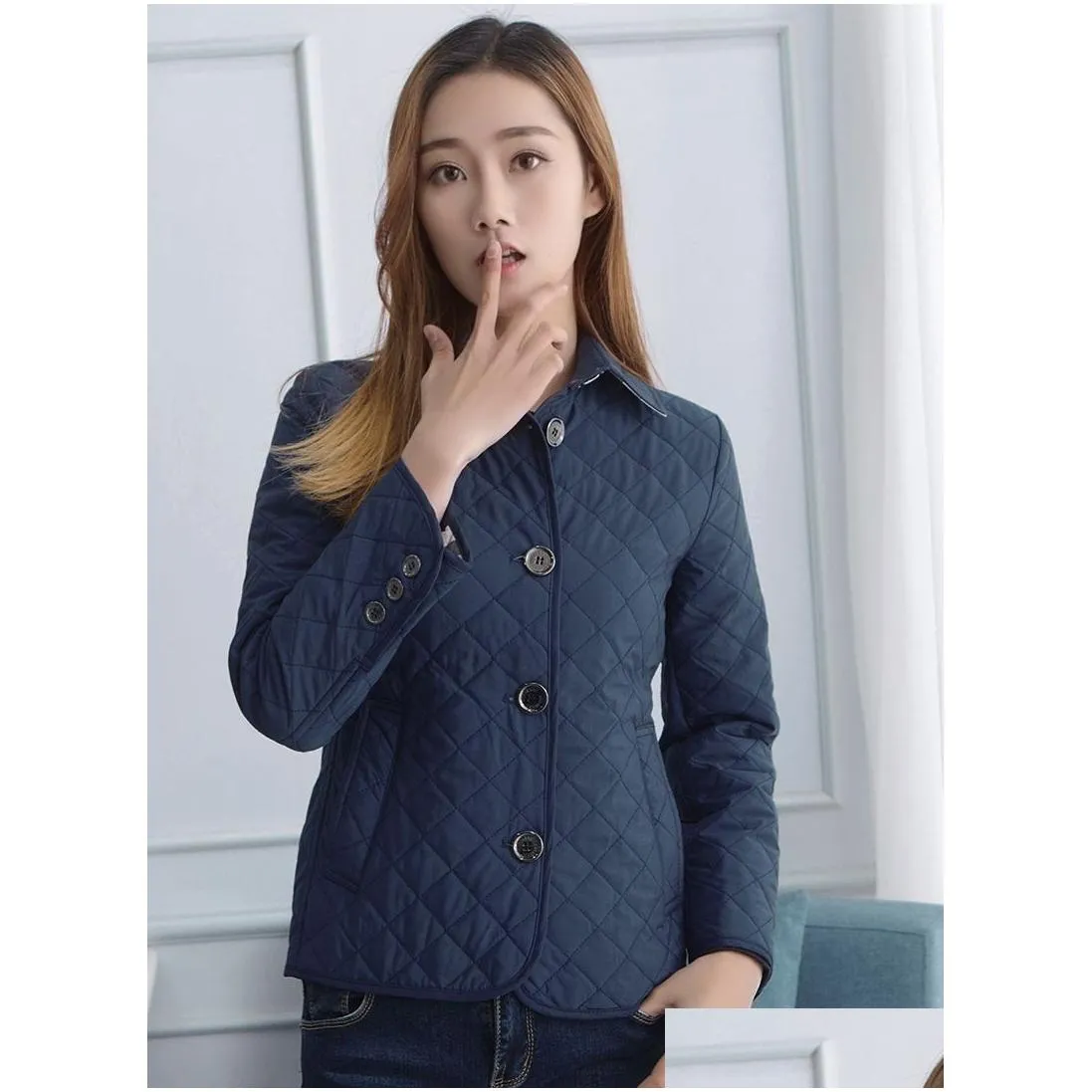 design women coats jackets fashion england plaid cotton padded winter brand for female outerwear clothing