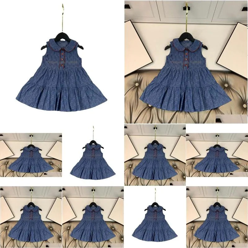 2021ss summer cotton dress grils quality designers clothes kids cotton brand skirt gril party dresses does not shrink and
