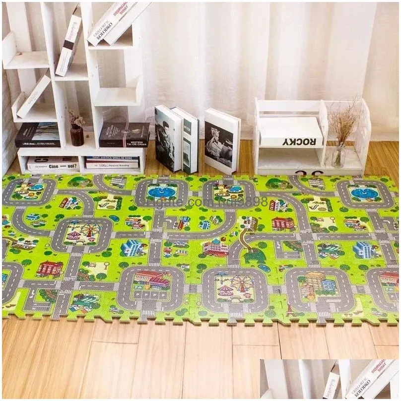 9pcs/lot baby eva foam play puzzle mat city traffic interlocking exercise tiles floor carpet and rug for kids pad game pad 240314