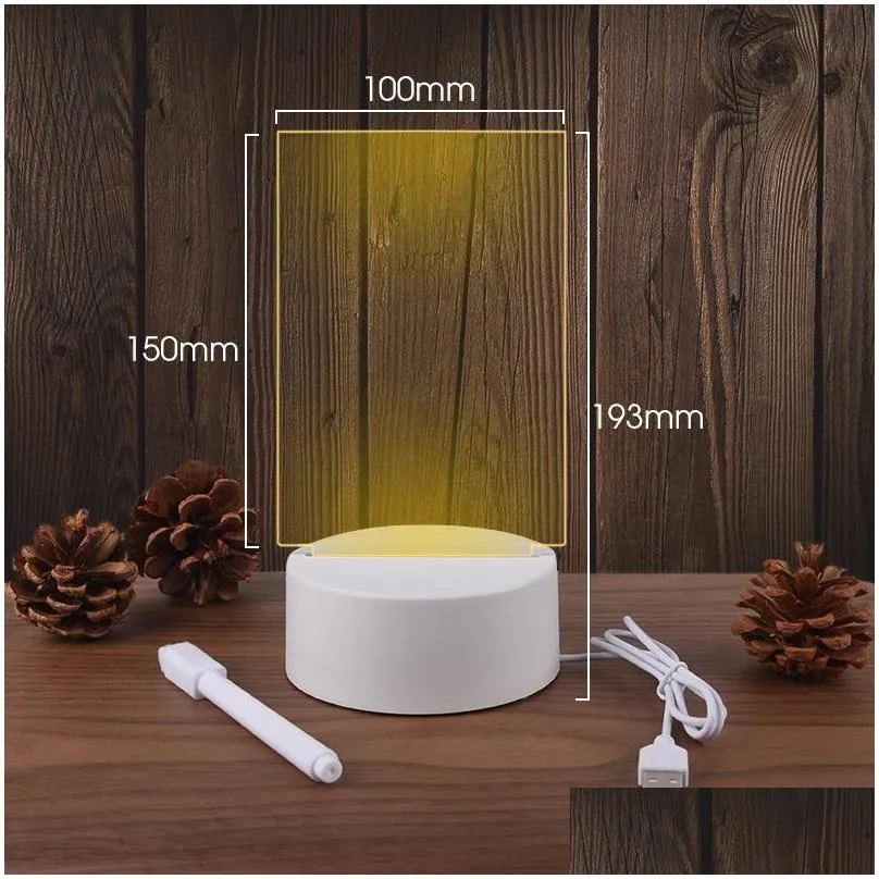 Note Board LED Night Light USB Message Board Holiday Lights With Pen Gift For Children Girlfriend Decoration Bedside Lamp2721704