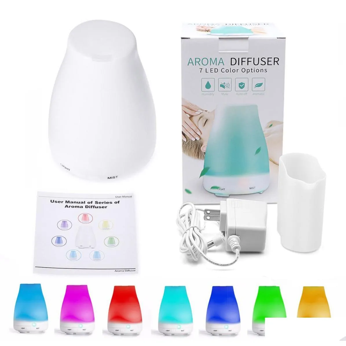100ml essential oil diffuser humidifier Aroma 7 Color LED Night Light Ultrasonic Cool Mist  Air Aromatherapy7254721