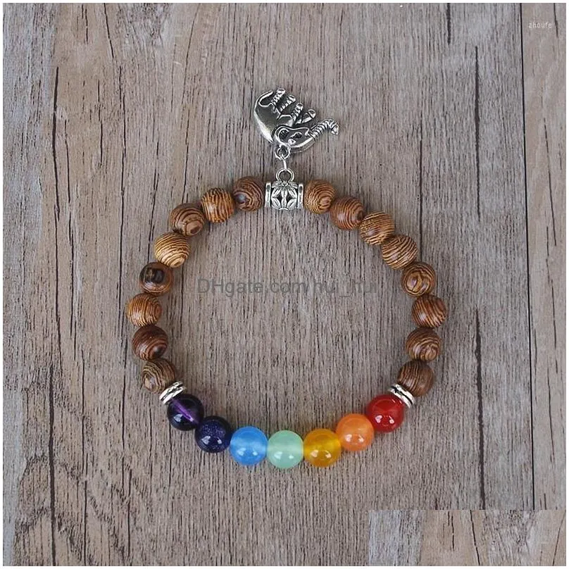 charm bracelets handmade original wood beads mala chakra bracelet buddhism seven yoga healing strand for women men