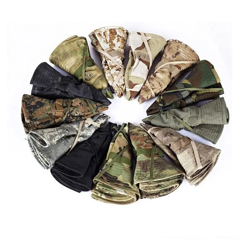 camouflage bucket hat sunhat hats foldable round edge outdoor caps mountain climbing hunting and fishing sunshade breathable travel camping hiking headwear