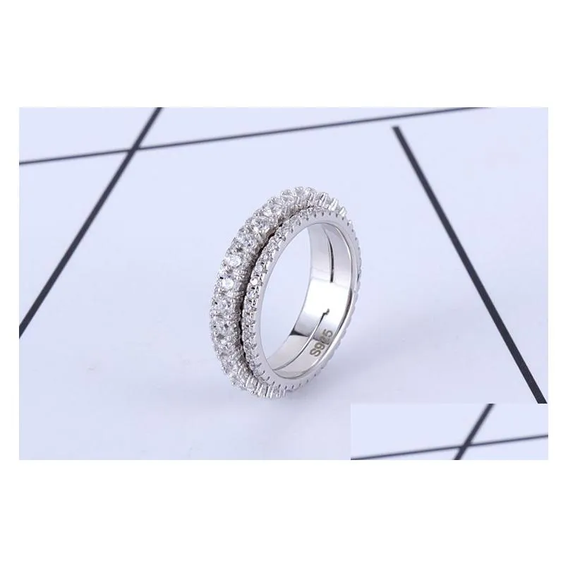 European men and women spin rings fashion zircon couples ring mix size 6# to 9#