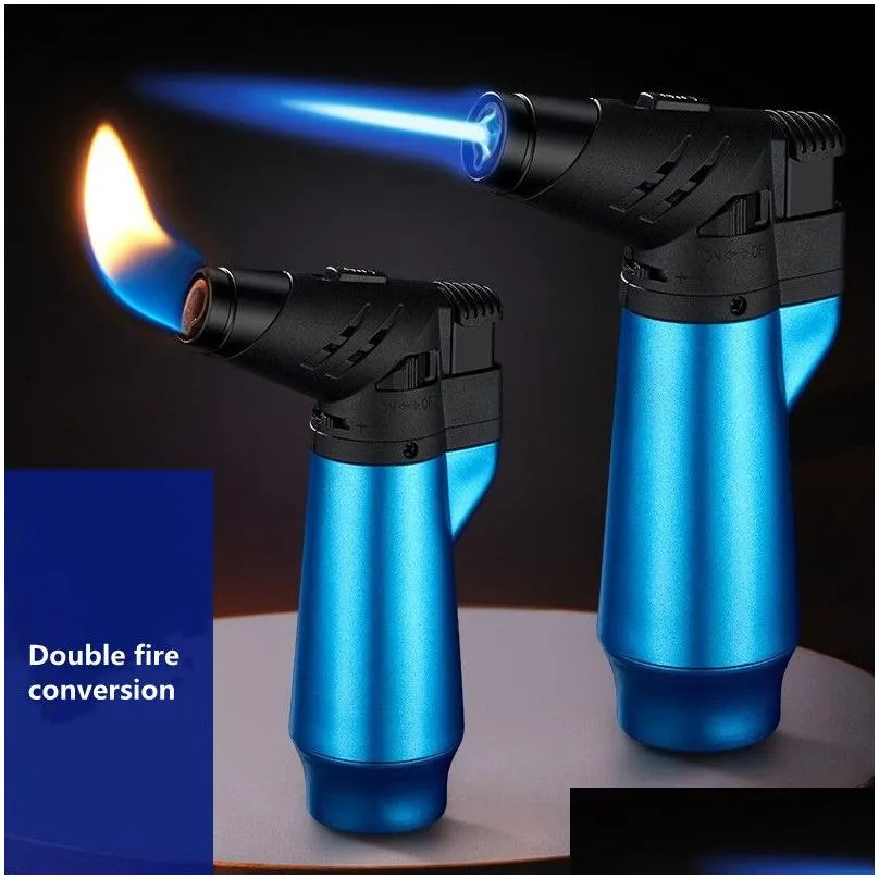 New Dual Mode Flame Windproof Lighter Stick Acupuncture Aromatherapy Cigarette Igniter Torch Butane Inflatable Gas Lighters