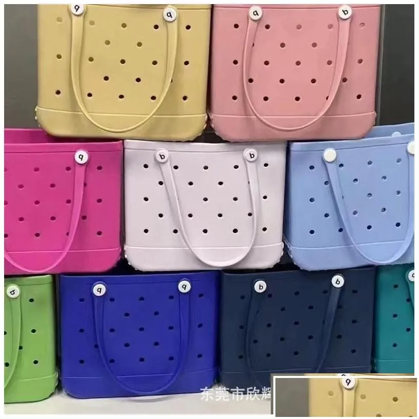 Storage Bags Waterproof Woman Eva Tote Large Shop Basket Washable Beach Sile Bogg Bag Purse Eco Jelly Candy Lady Handbags Summer Dro Dhvvw