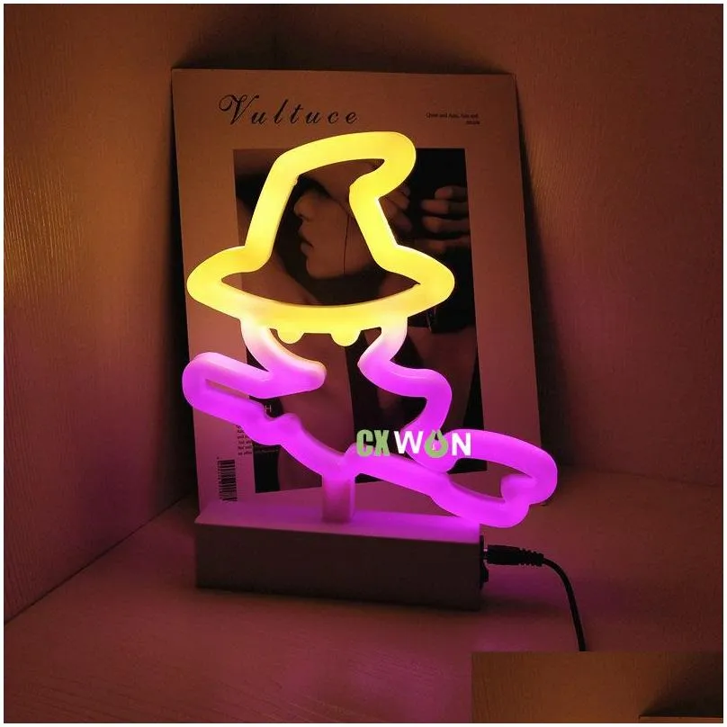 Halloween Decoration LED Neon Sign Light Indoor Night Table Lamp with Battery or USB Powered for Party Home Room9445429