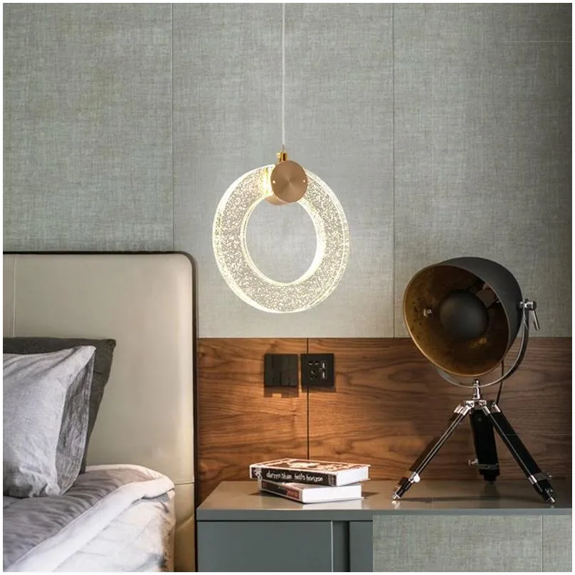 Gold Luxury Crystal Pendant Lamp for Bedroom Bedside LED Lighting Modern Living Dining Room Office Bar Home Hanging Lamp3725647