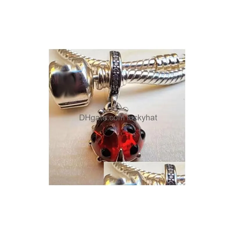 Red Ladybird Dangle Charm for fit Charms beads Bracelets Jewelry 792571C01 Jewel