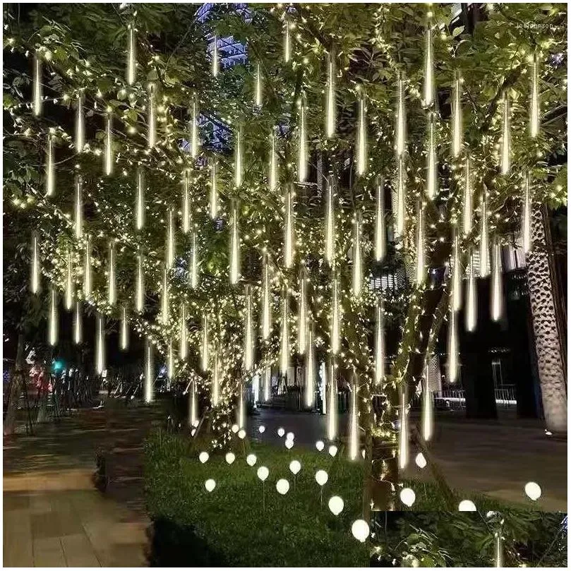 Strings 8 Tubes Year Decoration Light 30cm 50cm Outdoor Meteor Shower Rain LED String Lights Waterproof For Christmas Wedding Party