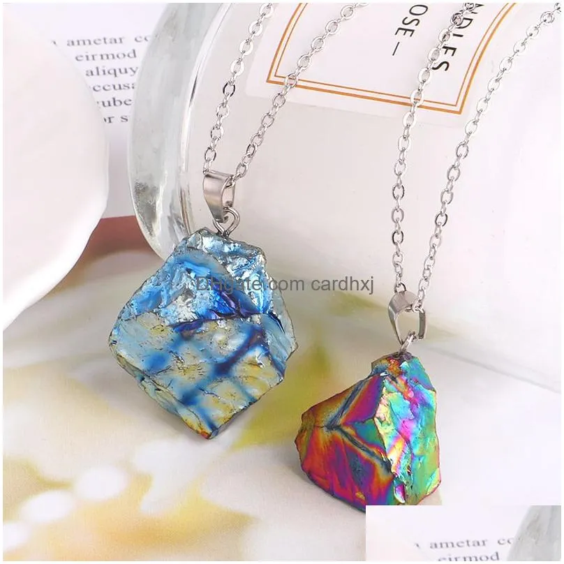 natural stone polychromatic necklace irregular pendant