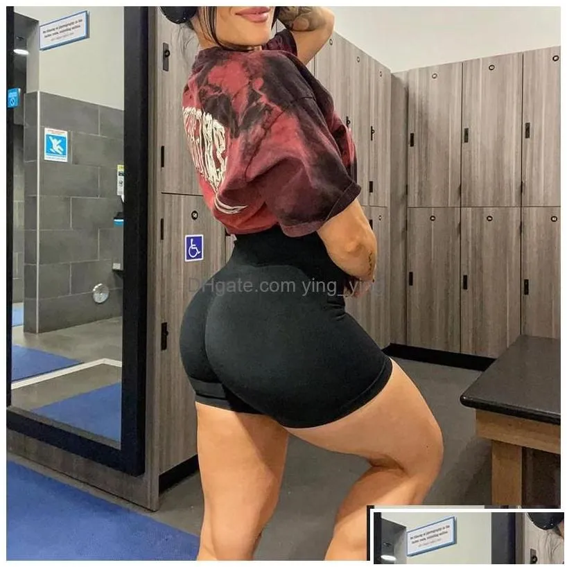 womens leggings womens alphalete yoga high waist amplify seamless shorts women scrunch butt push up gym athletic booty workout drop