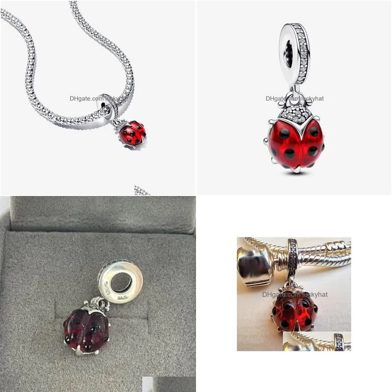 Red Ladybird Dangle Charm for fit Charms beads Bracelets Jewelry 792571C01 Jewel