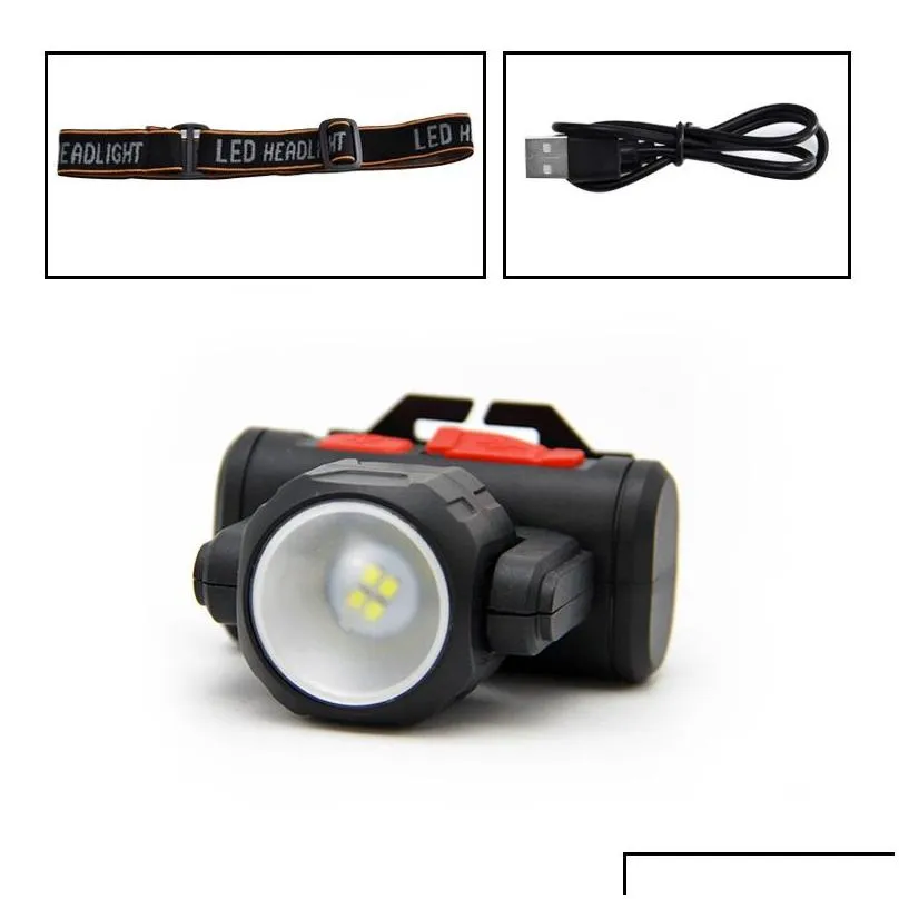 dual light rotating led headlamp rechargeable fishing lamp03391210