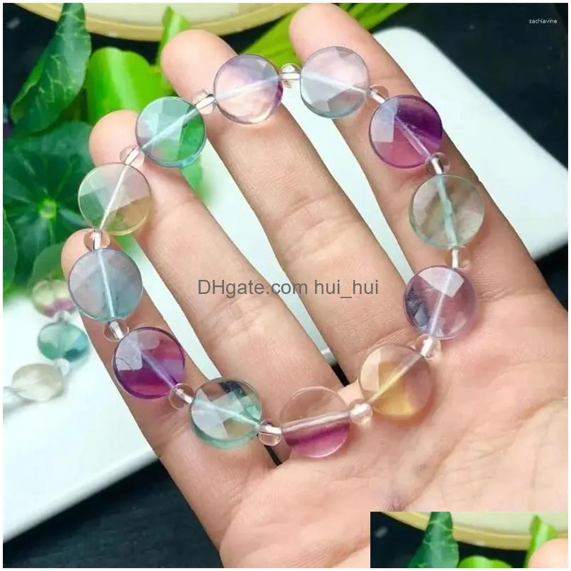 link bracelets natural fluorite circle bracelet fashion crystal quartz gemstone jewelry reiki healing gift for women 1pcs