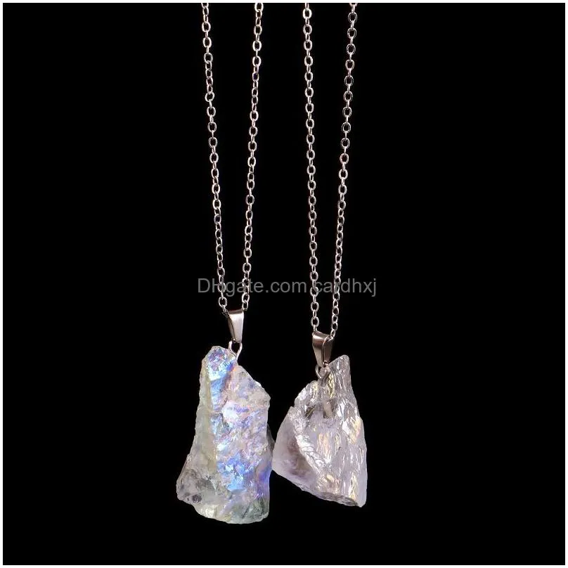 natural stone polychromatic necklace irregular pendant
