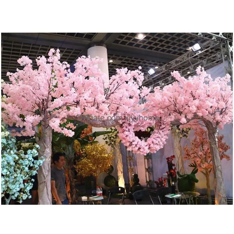 Decorative Flowers & Wreaths Artificial Cherry Blossom Tree 120 Heads Vertical Silk Trees DIY Wedding Christmas Valentine`s Party Fake