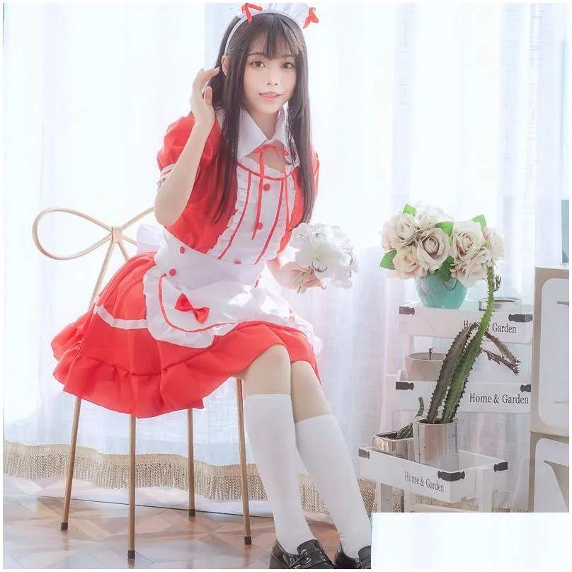 Sexy French Maid Clothes Black Japanese Cos K-ON Uniforms Girls Woman Cosplay Costumes Game Roleplay Animation Clothing L0407