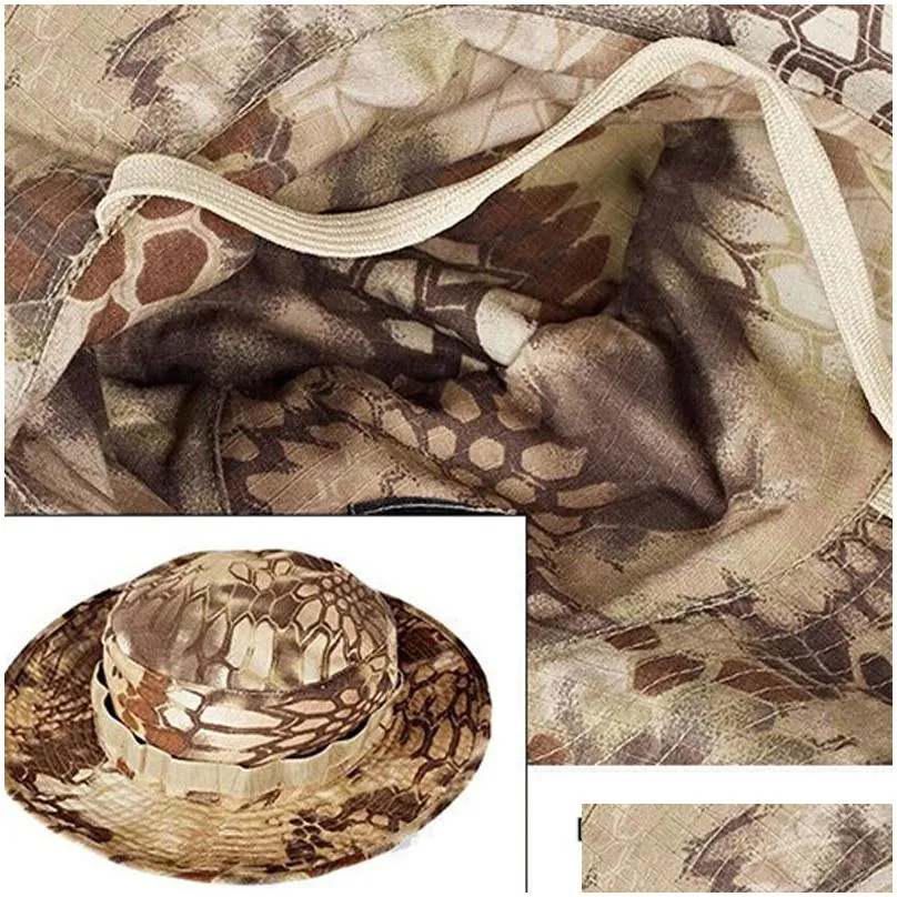 camouflage bucket hat sunhat hats foldable round edge outdoor caps mountain climbing hunting and fishing sunshade breathable travel camping hiking headwear