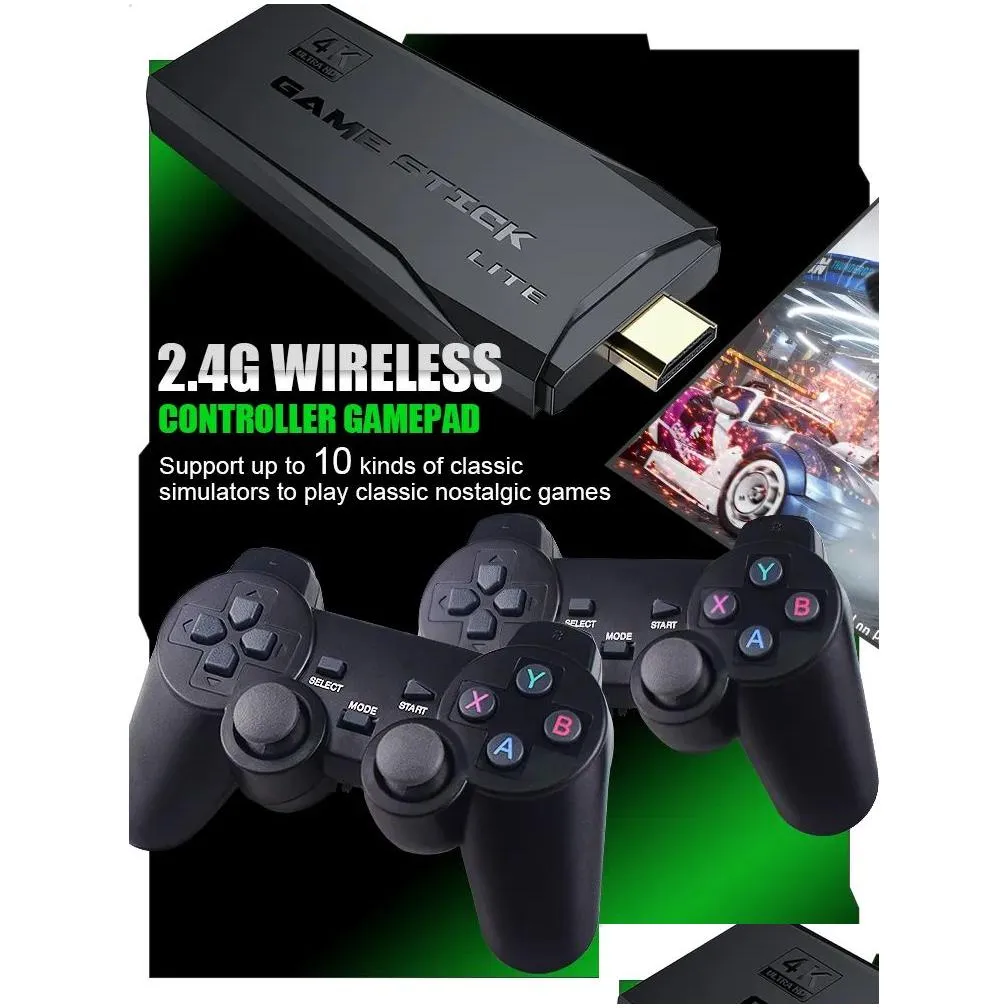 US STOCK M8 Video Game Console 64G 2.4G Double Wireless Stick 4K 10000+ Games Retro Game Controller