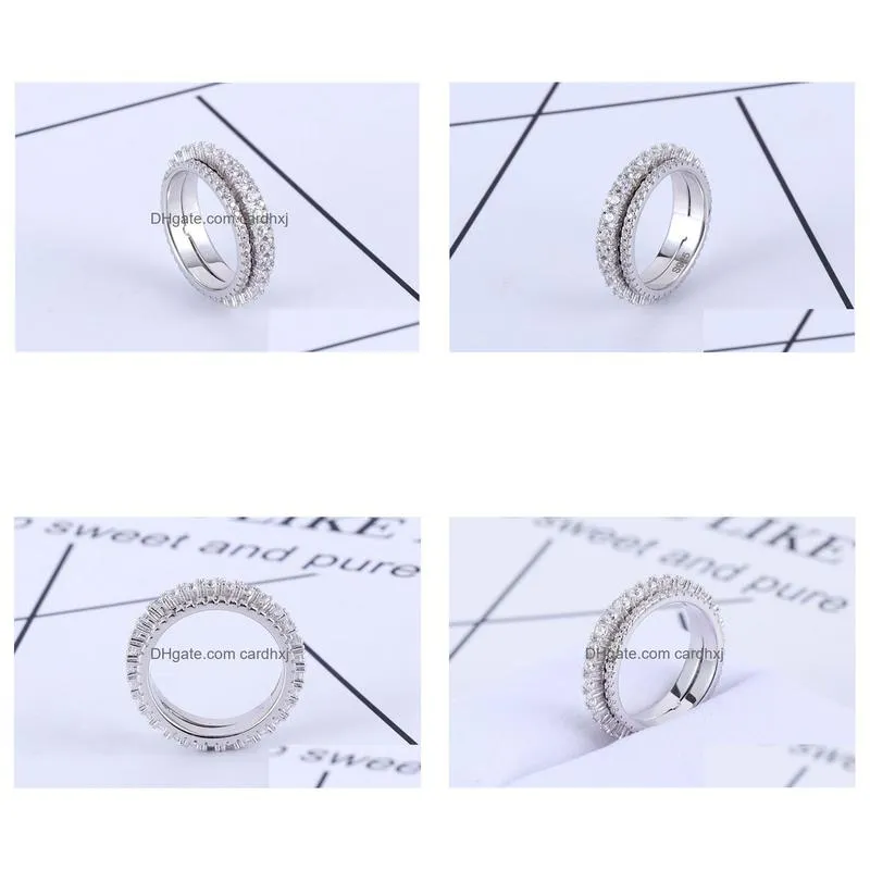 European men and women spin rings fashion zircon couples ring mix size 6# to 9#