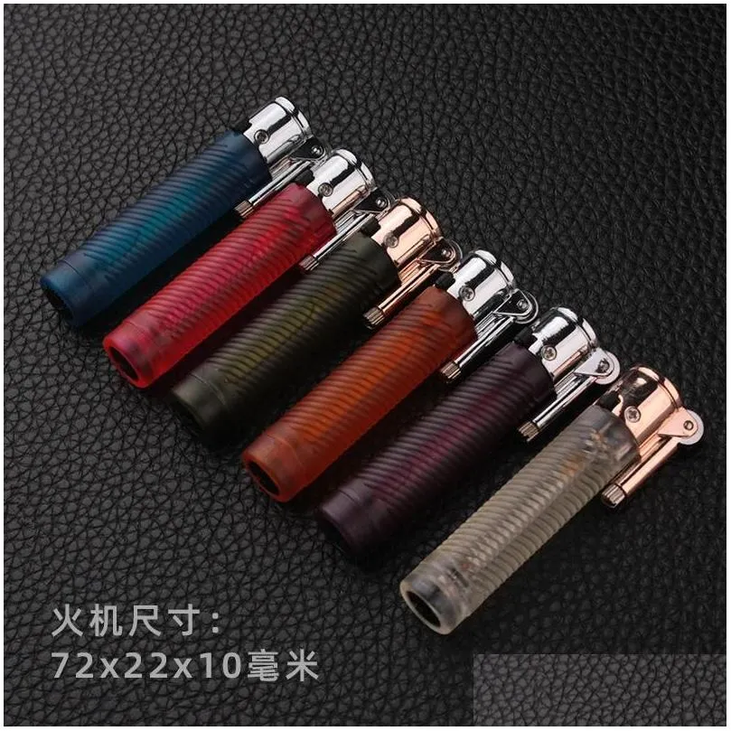 New Arrival Creative Individual Torch Cylindrical Transparent Lighter Open Fire Torch Small Grinding Wheel Lighter Cigar Torch