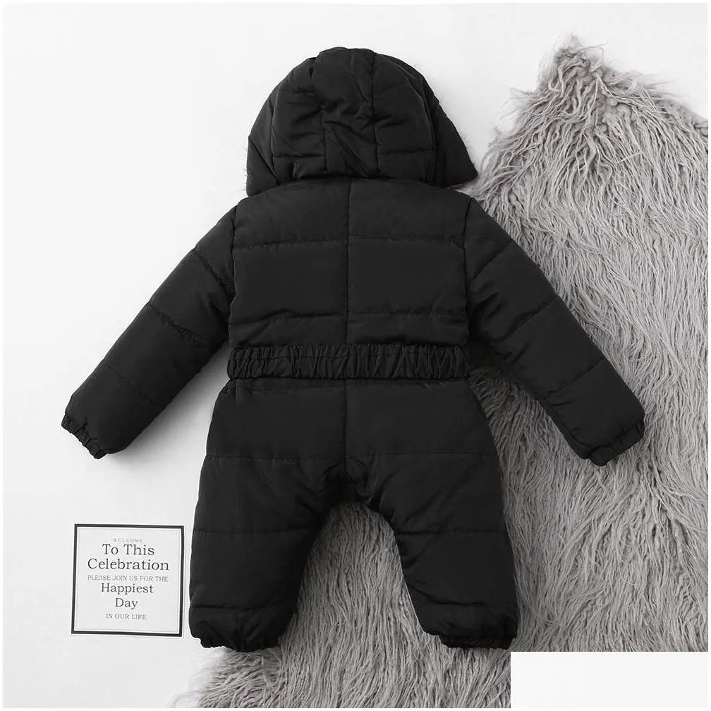 CHAMSGEND Winter Jacket Outerwear Infant Baby Boy Girl Clothing Romper Jacket Hooded Jumpsuit Warm Thick Coat Outfit 19June10