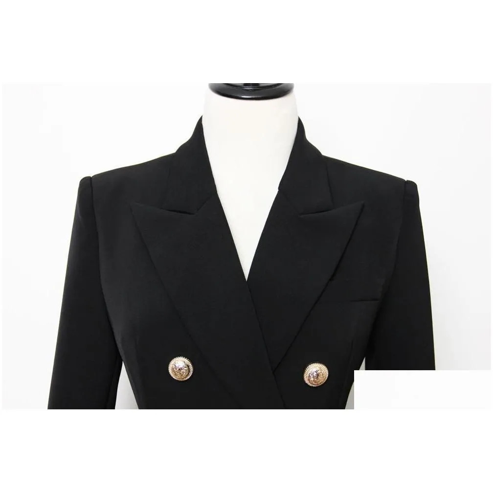 302 xxxl 2022 runway coat autumn brand same style coat lapel neck black button long sleeve womens clothes fashion oulaidi